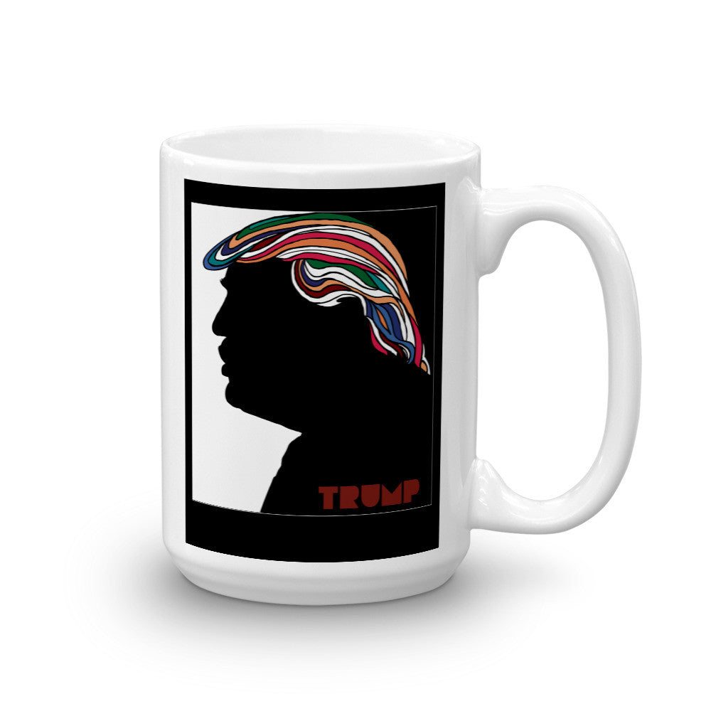Donald Trump Psychedelic Hair Milton Glaser Parody Mug