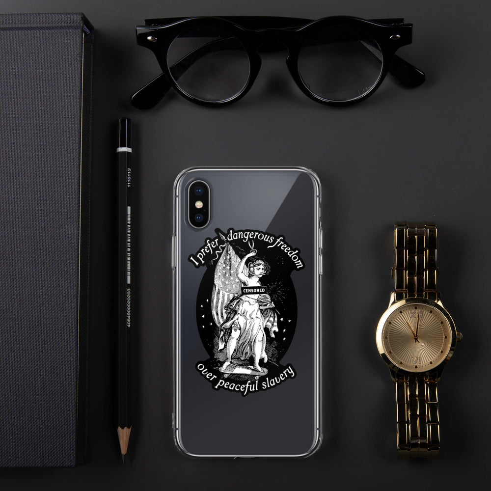 Dangerous Freedom Jefferson Quote Lady Liberty Clear iPhone Case