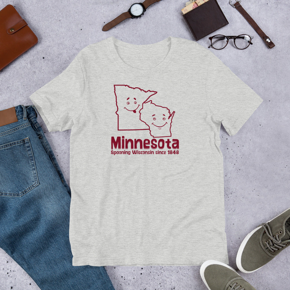 Minnesota Spooning Wisconsin Since 1848 Short-Sleeve Unisex T-Shirt