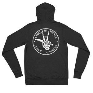 Come In Peace or Leave In Pieces Tri-Blend Lightweight Zip Hoodie