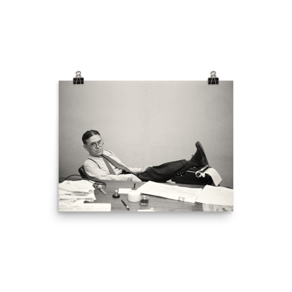 H.L. Mencken Sitting At His Desk Print