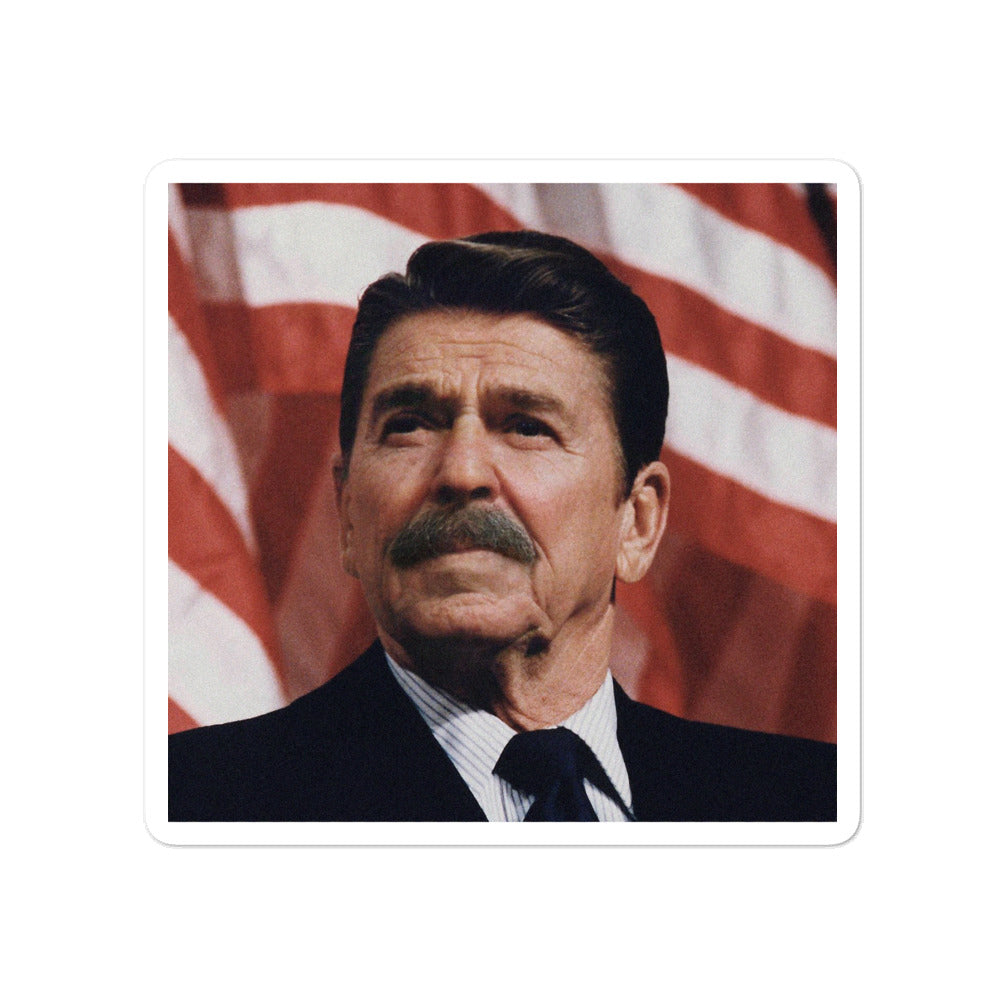 Reagan In A Mustache Sticker