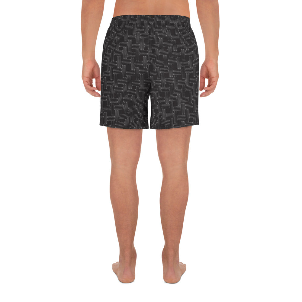 Mod Black and Grey Pattern Men&#39;s Athletic Stretch Shorts