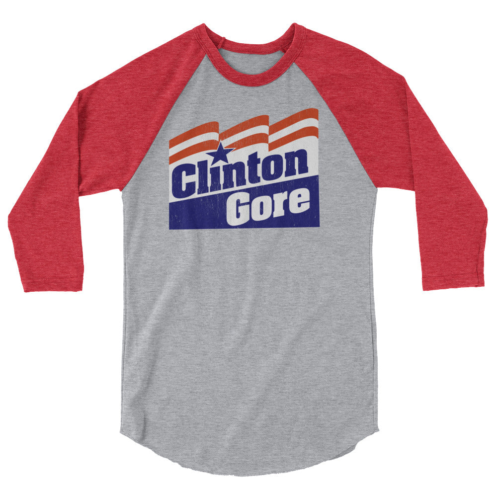 Clinton Gore 1992 Retro Campaign 3/4 sleeve Raglan Shirt