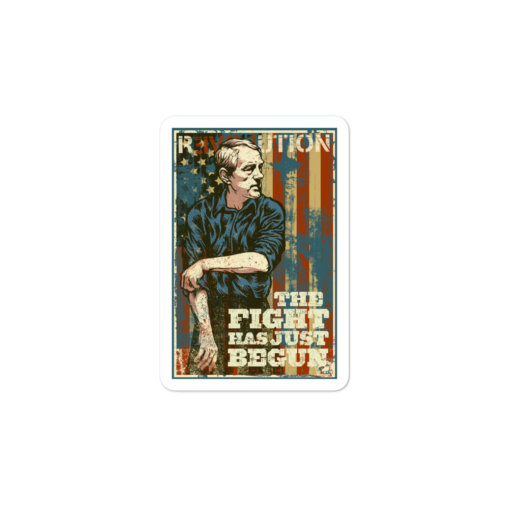 The Fight Has Just Begun Ron Paul Retro Sticker.