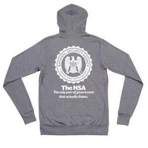 The NSA The Only Part of Government That Actually Listens Unisex Triblend Lightweight Zip Hoodie