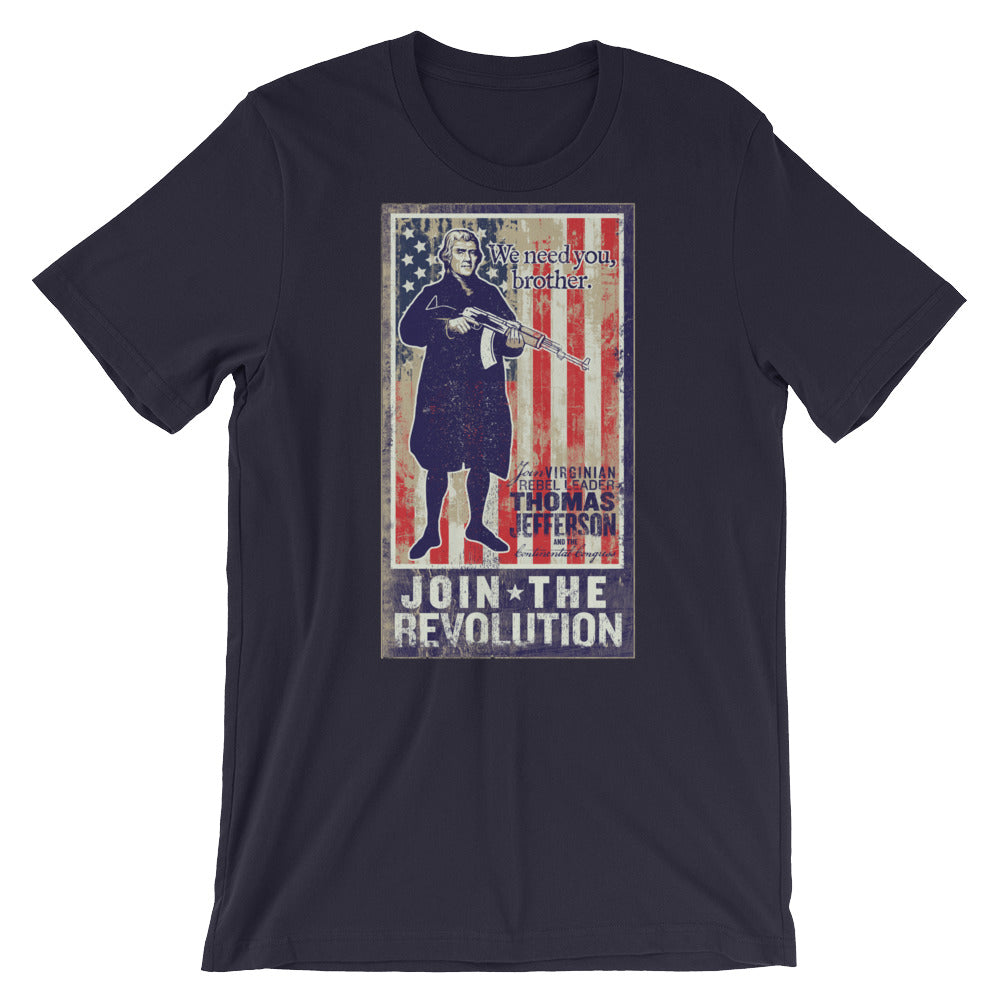 Join The Revolution Jefferson Propaganda Poster Short-Sleeve T-Shirt