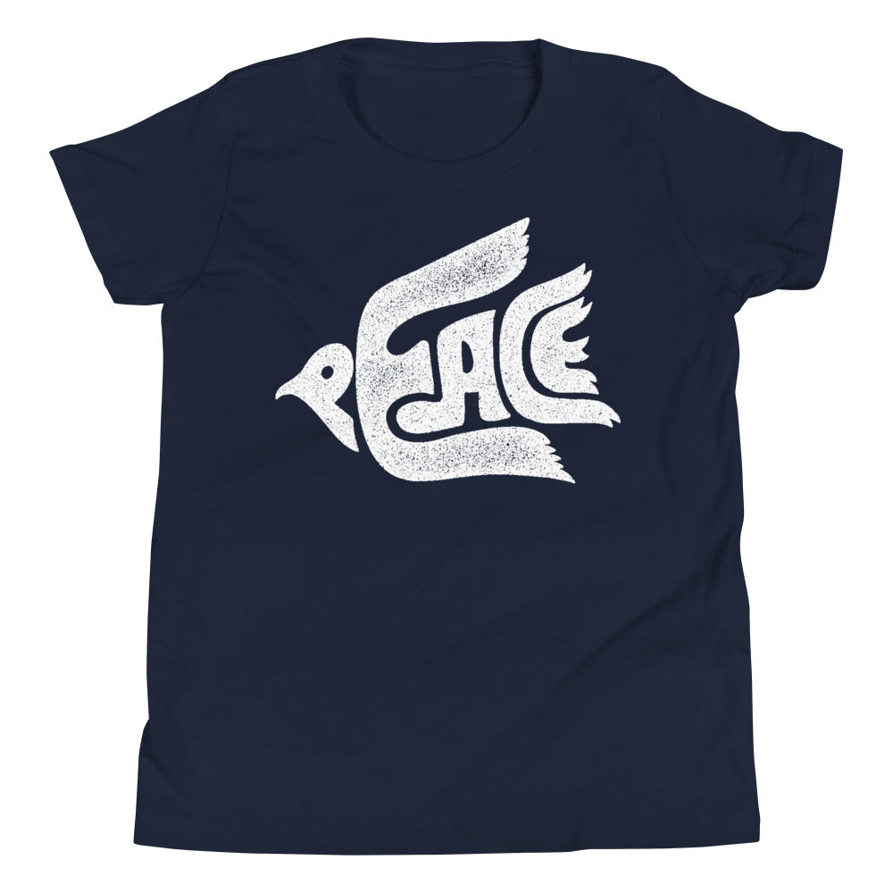 Peace Dove Typographic Youth Short Sleeve T-Shirt