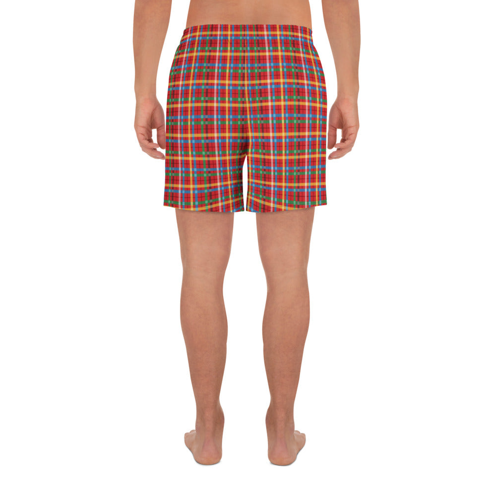 Men's Plaid Athletic Long Shorts
