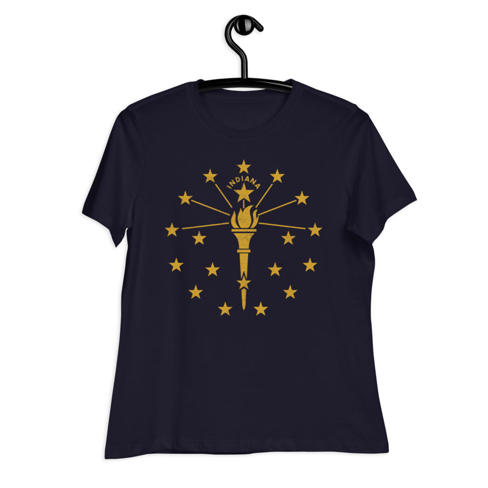 Indiana State Flag Women&#39;s Relaxed T-Shirt