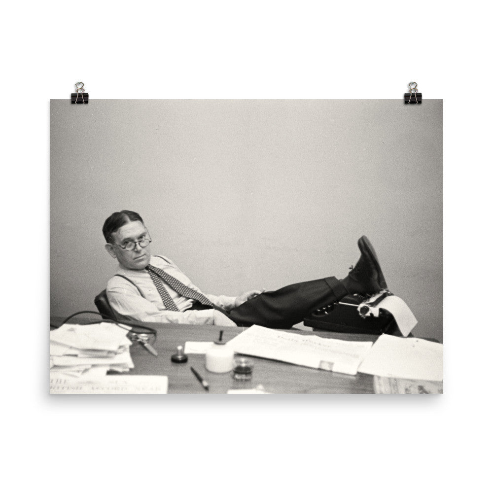 H.L. Mencken Sitting At His Desk Print