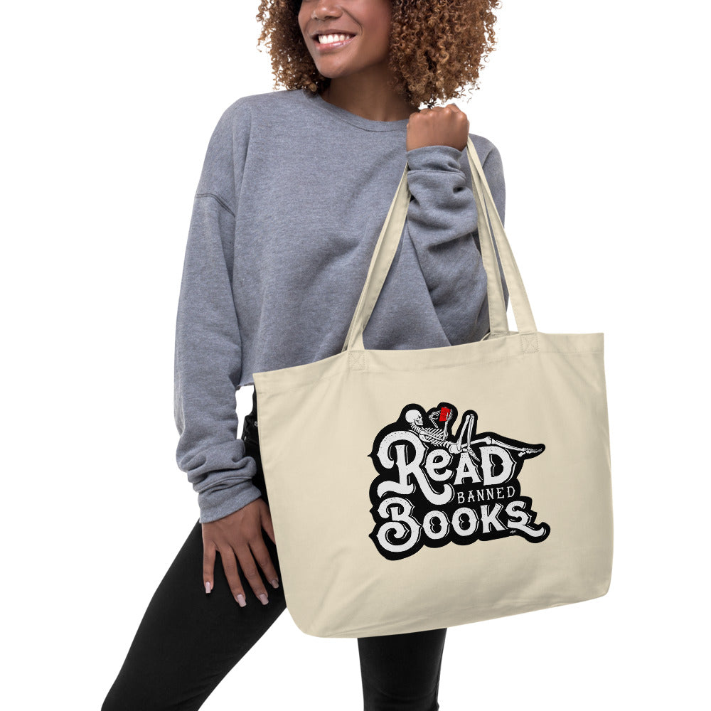 Read Banned Books Large organic tote bag