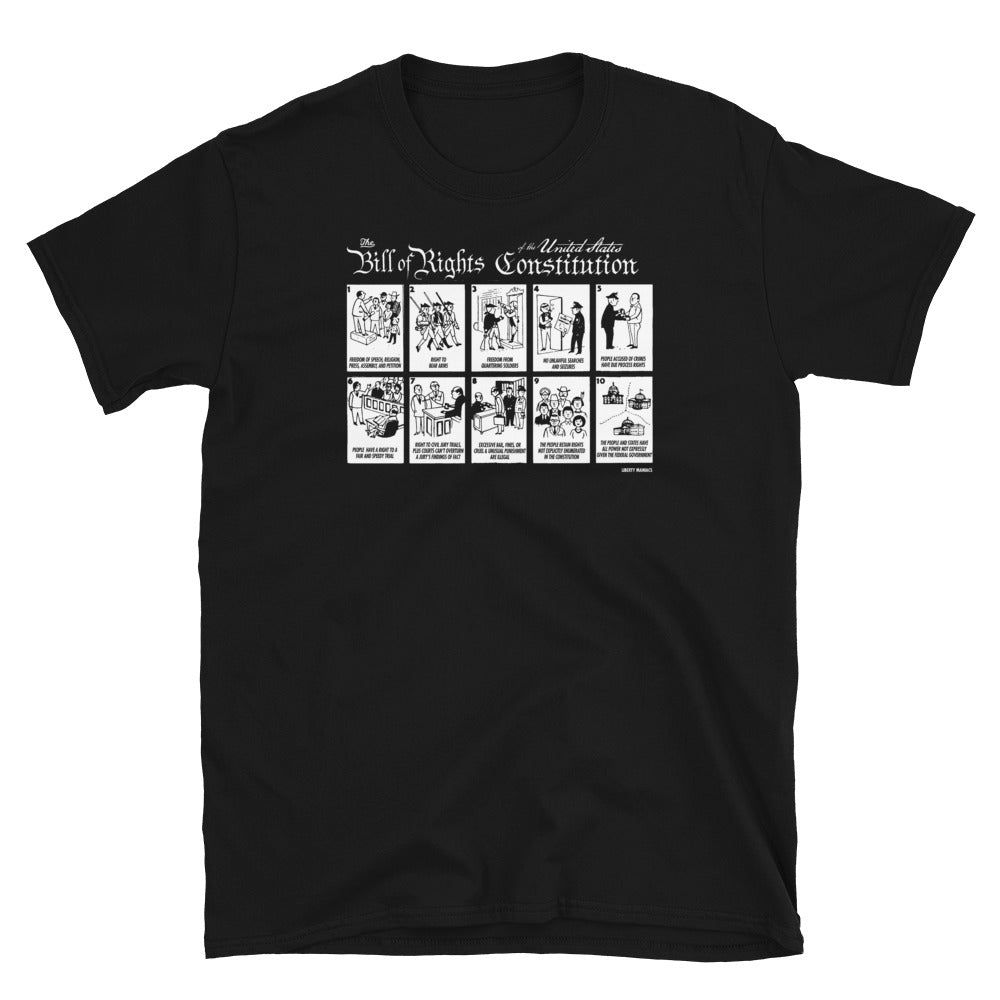 Illustrated Bill of Rights Dark T-shirt