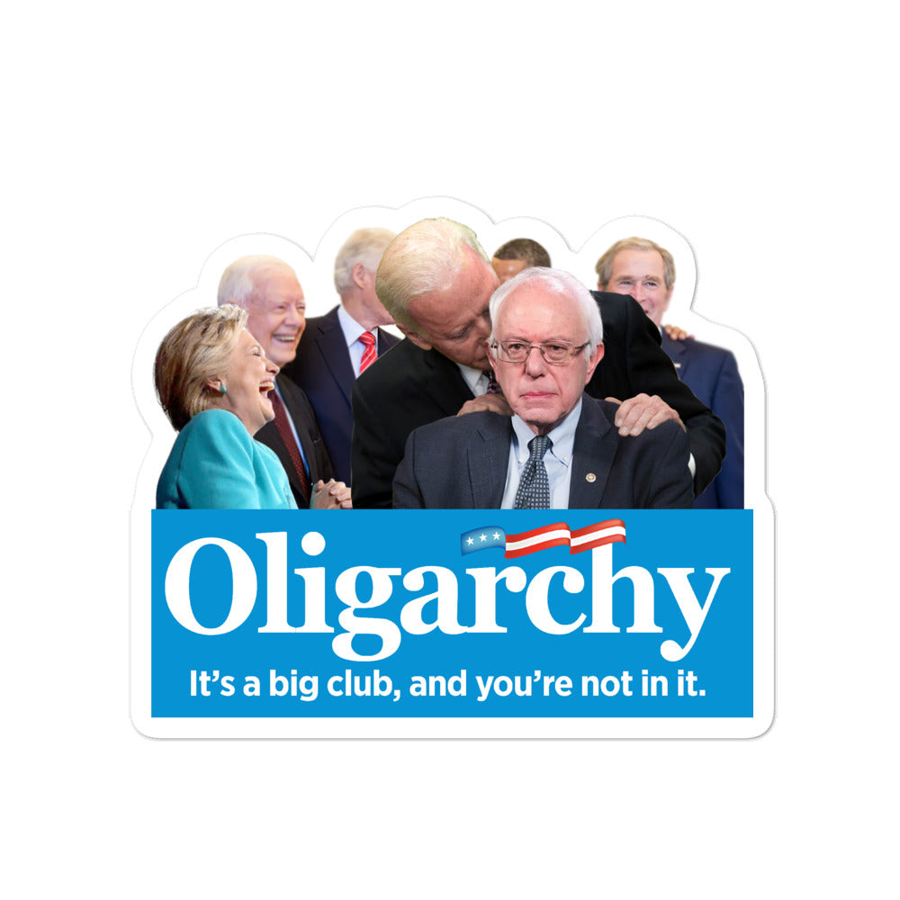 Oligarchy Biden Sniffing Bernie Sticker