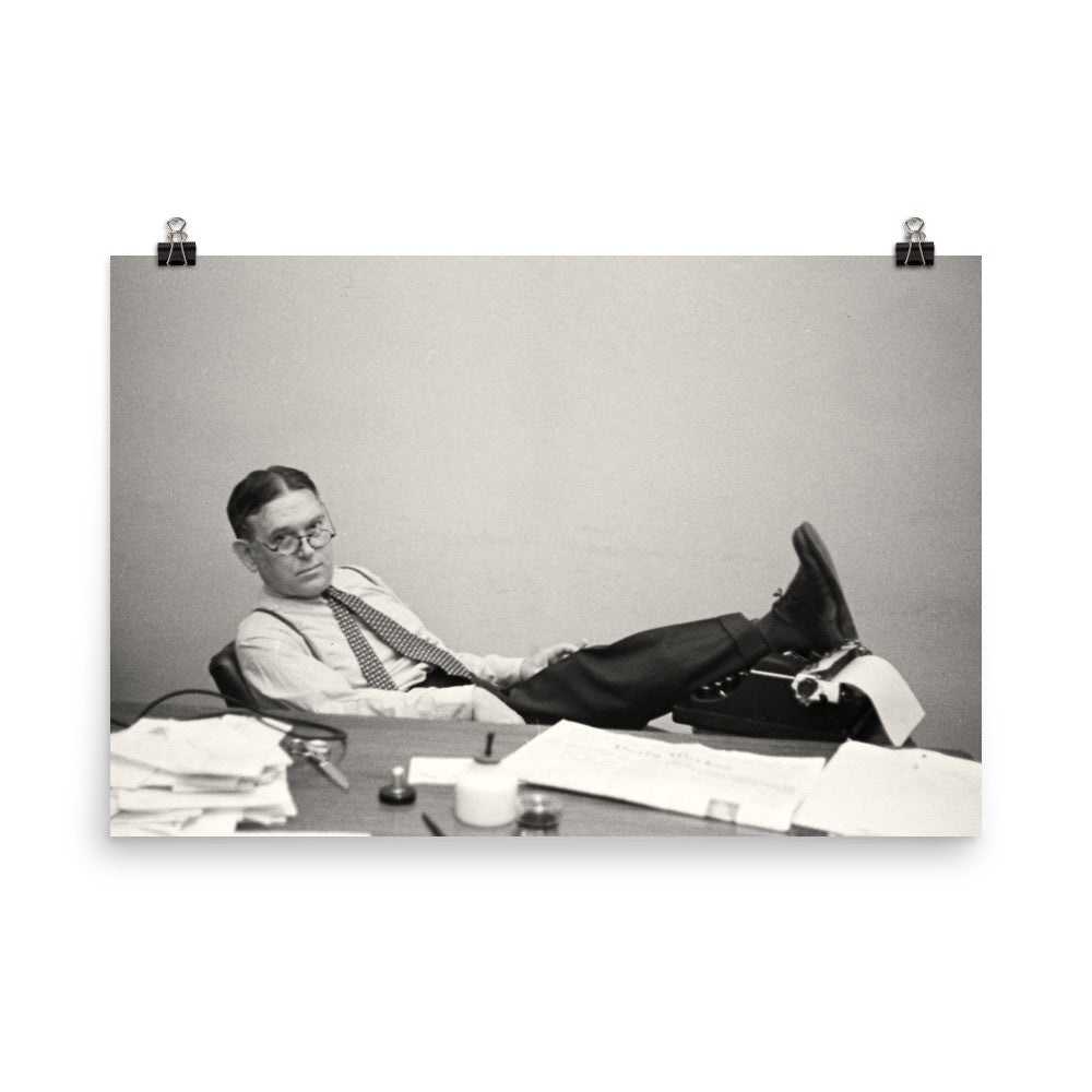 H.L. Mencken Sitting At His Desk Print