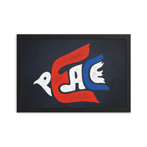 Peace Dove Typographic Framed poster