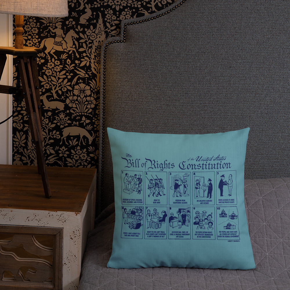 Bill of Rights Blue Throw Pillow