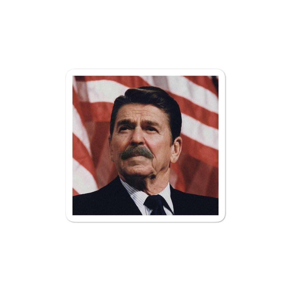 Reagan In A Mustache Sticker