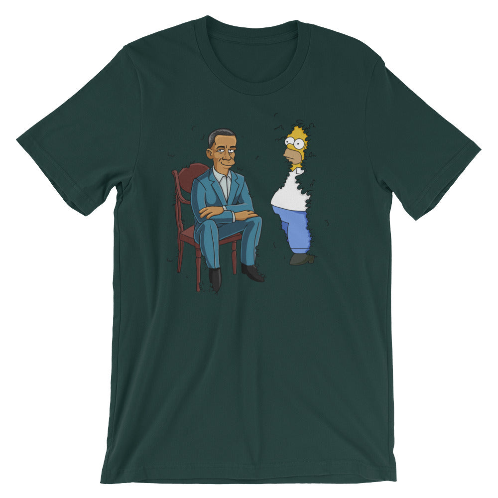 Obama Presidential Portrait Homer in the Bushes Parody T-Shirt