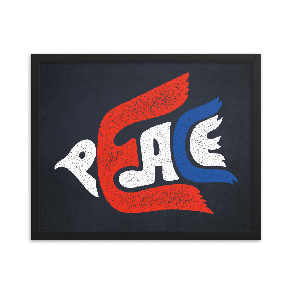 Peace Dove Typographic Framed poster