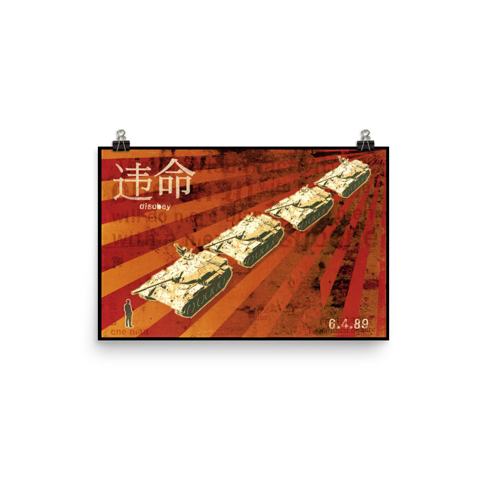 Tank Man Disobey Poster