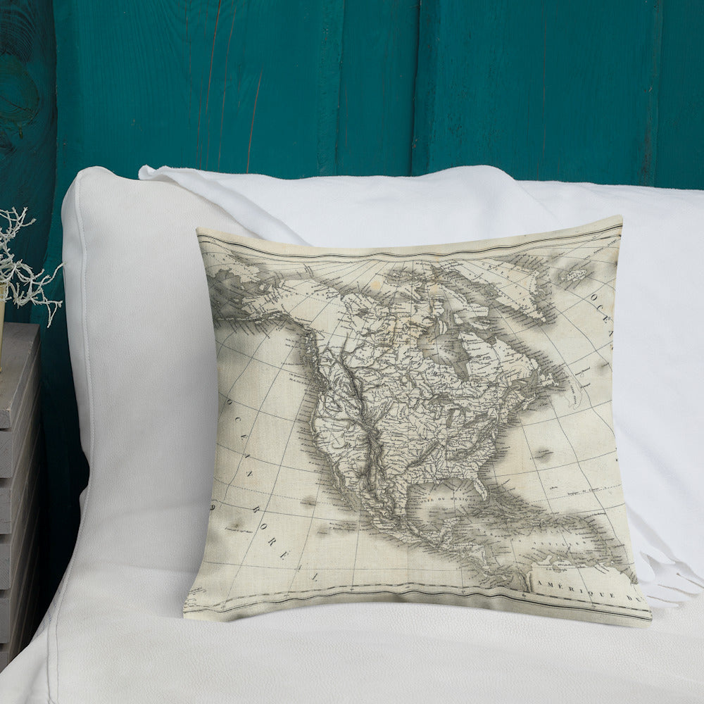 Antique American Map Decorative Throw Pillow