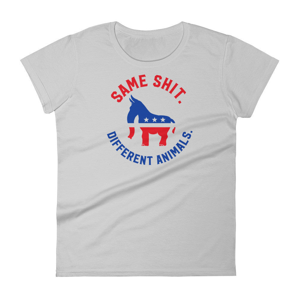 Same Shit Different Animals Republicrat Ladies Silver T-Shirt by Liberty Maniacs