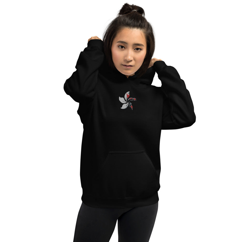 Black Bauhinia Embroidered Unisex Hoodie