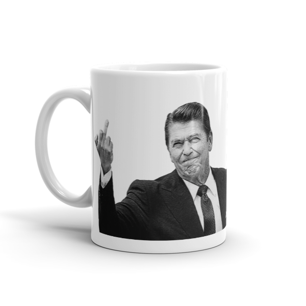 President Ronald Reagan Flipping the Bird Mug