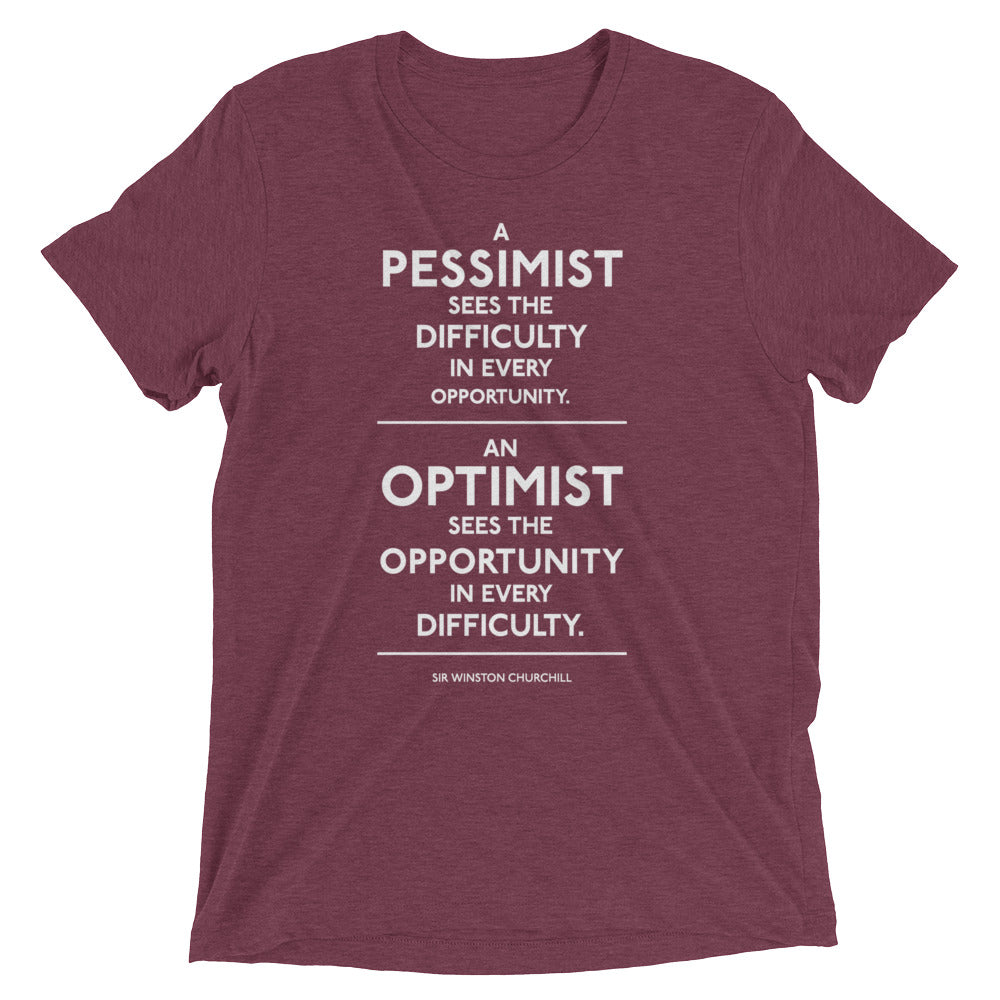 Pessimist and Optimist Churchill Quote Tri-Blend T-Shirt