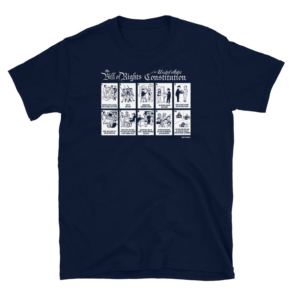 Illustrated Bill of Rights Dark T-shirt