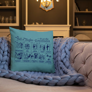 Bill of Rights Blue Throw Pillow