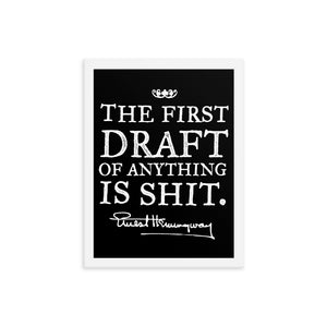 Hemingway The First Draft White Framed Print