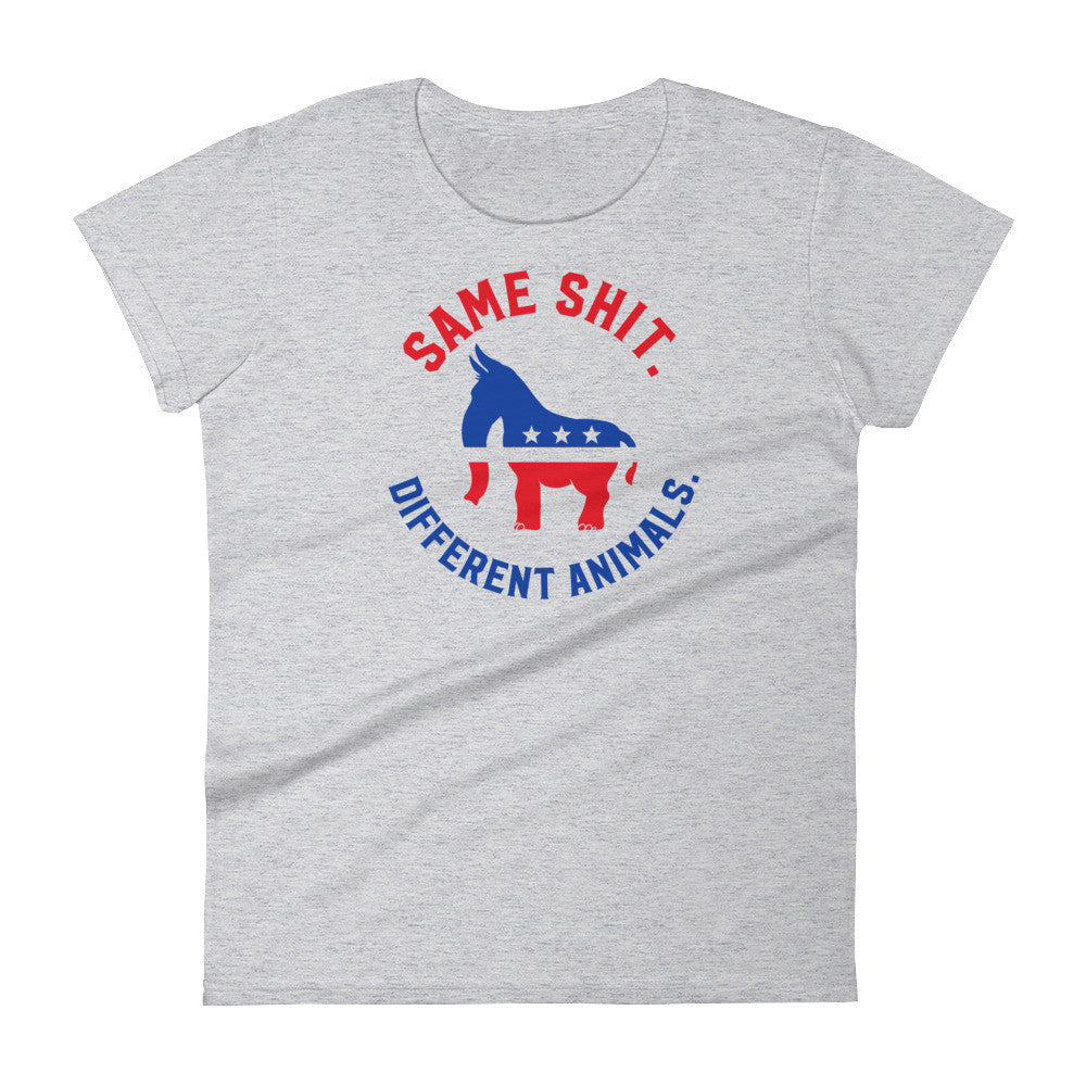 Same Shit Different Animals Republicrat Ladies Heather Grey T-Shirt by Liberty Maniacs