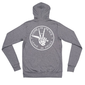 Come In Peace or Leave In Pieces Tri-Blend Lightweight Zip Hoodie