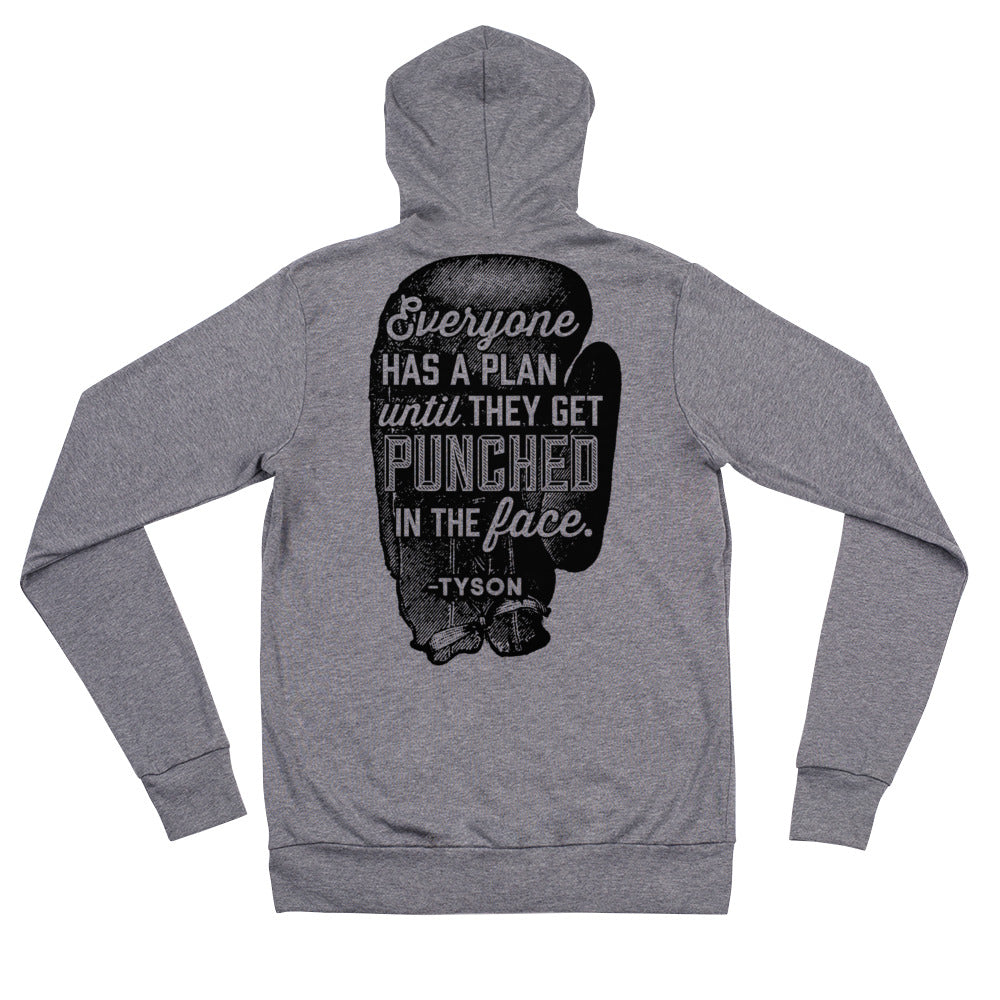 Everybody Has A Plan Until They Get Punched In The Face Unisex Tri-Blend Zip Hoodie Sweatshirt