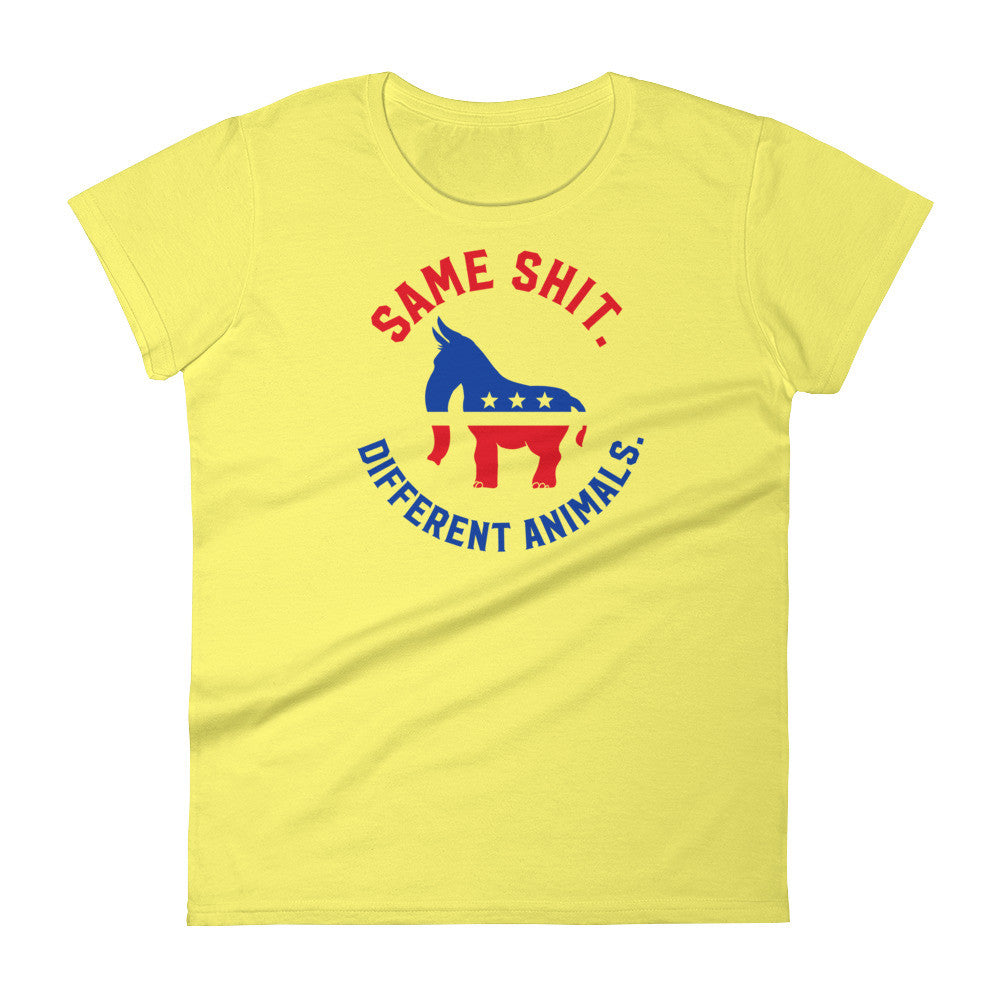 Same Shit Different Animals Republicrat Ladies Spring Yellow T-Shirt by Liberty Maniacs