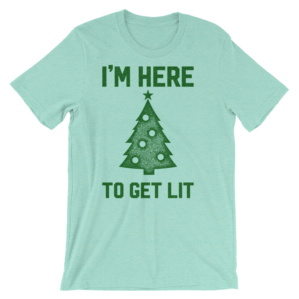 I&#39;m Here To Get Lit Christmas Tree T-Shirt
