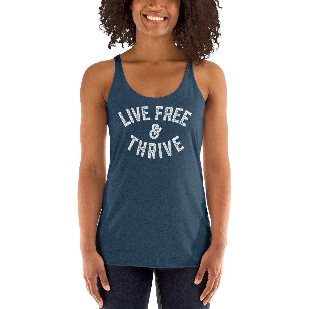 Live Free And Thrive Ladies’ Racerback Tri-Blend Tank