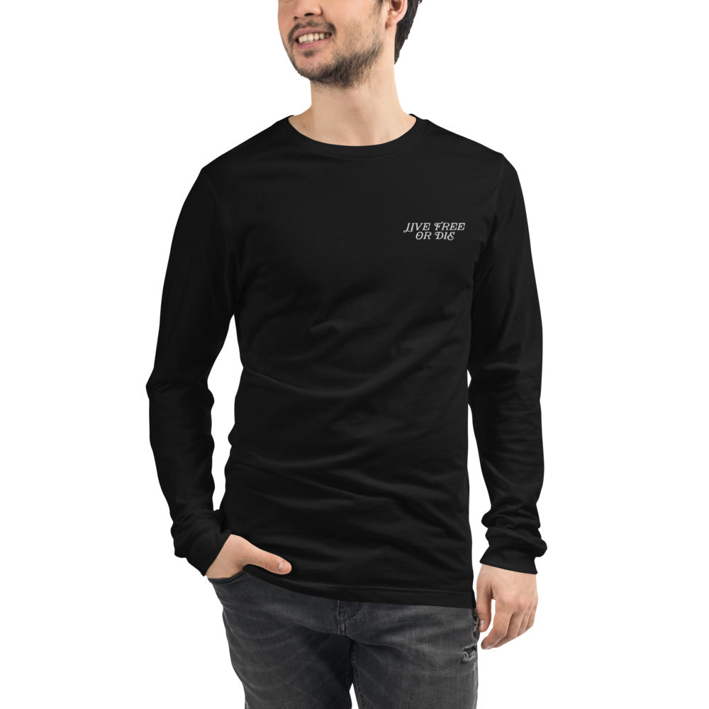 Live Free Or Die Embroidered Unisex Long Sleeve Tee