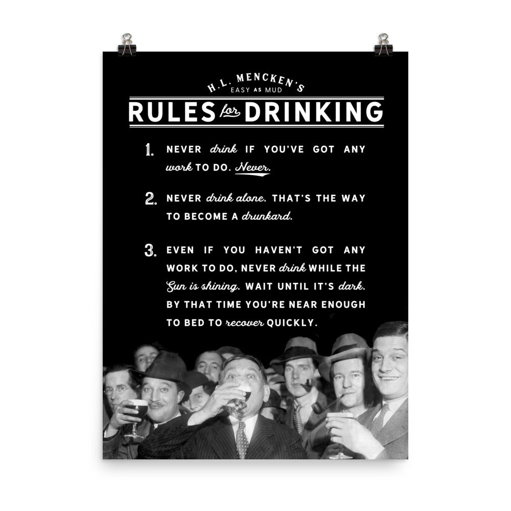 Mencken's Rules for Drinking Poster