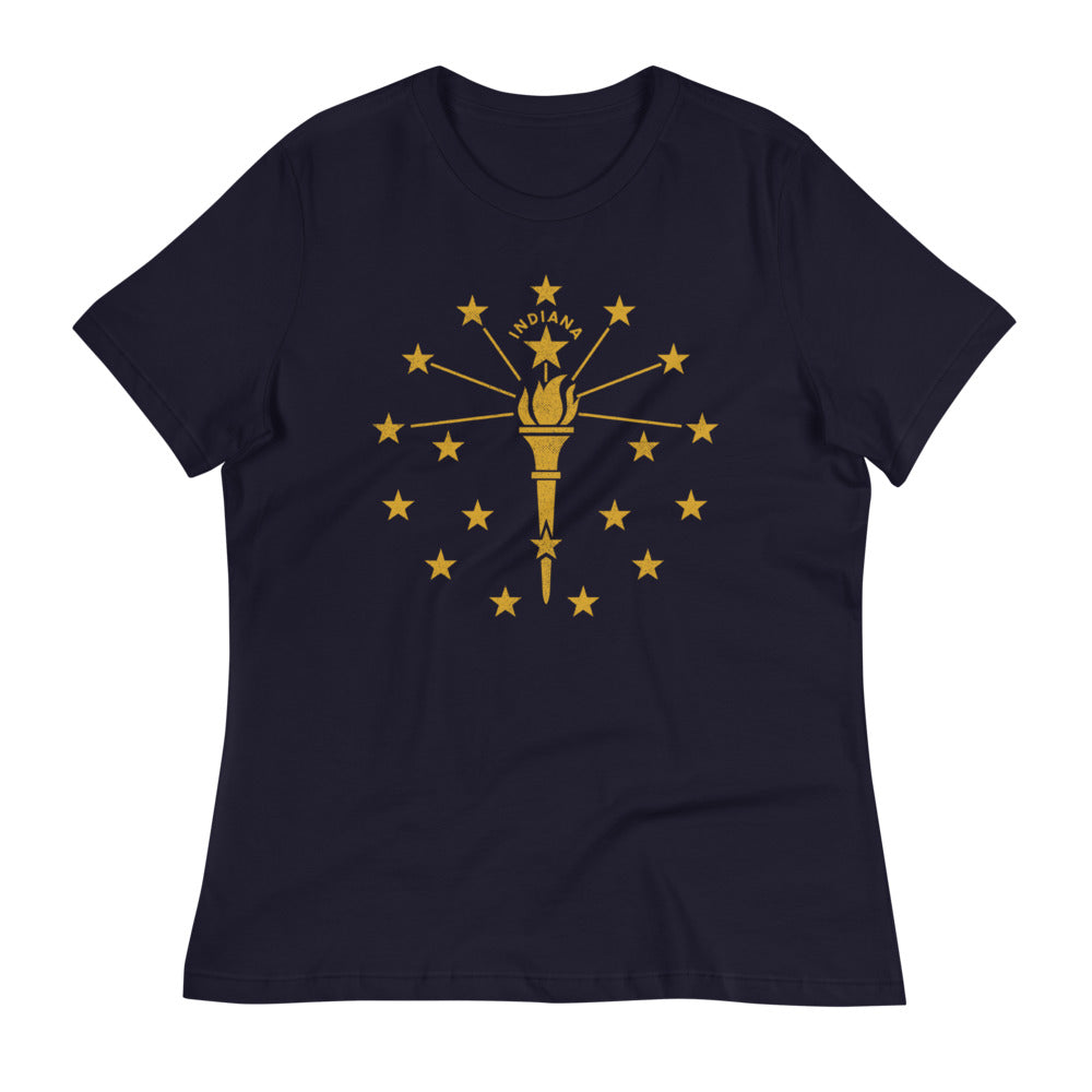 Indiana State Flag Women&#39;s Relaxed T-Shirt