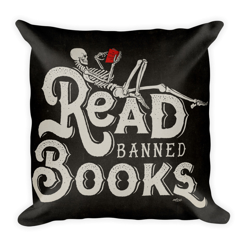 Read Banned Books Square Pillow