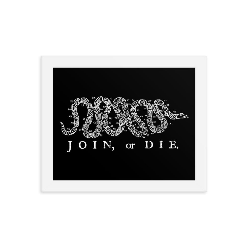 Join or Die 50 State Framed poster