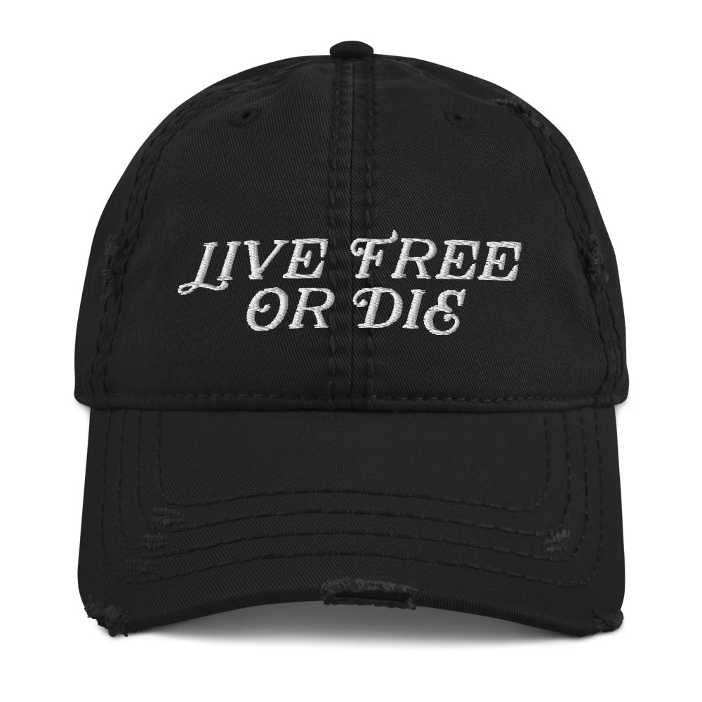 Live Free Or Die Distressed Dad Hat