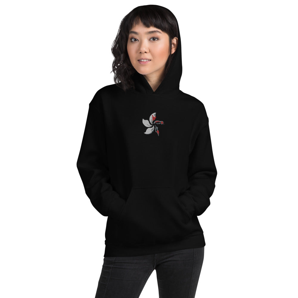 Black Bauhinia Embroidered Unisex Hoodie