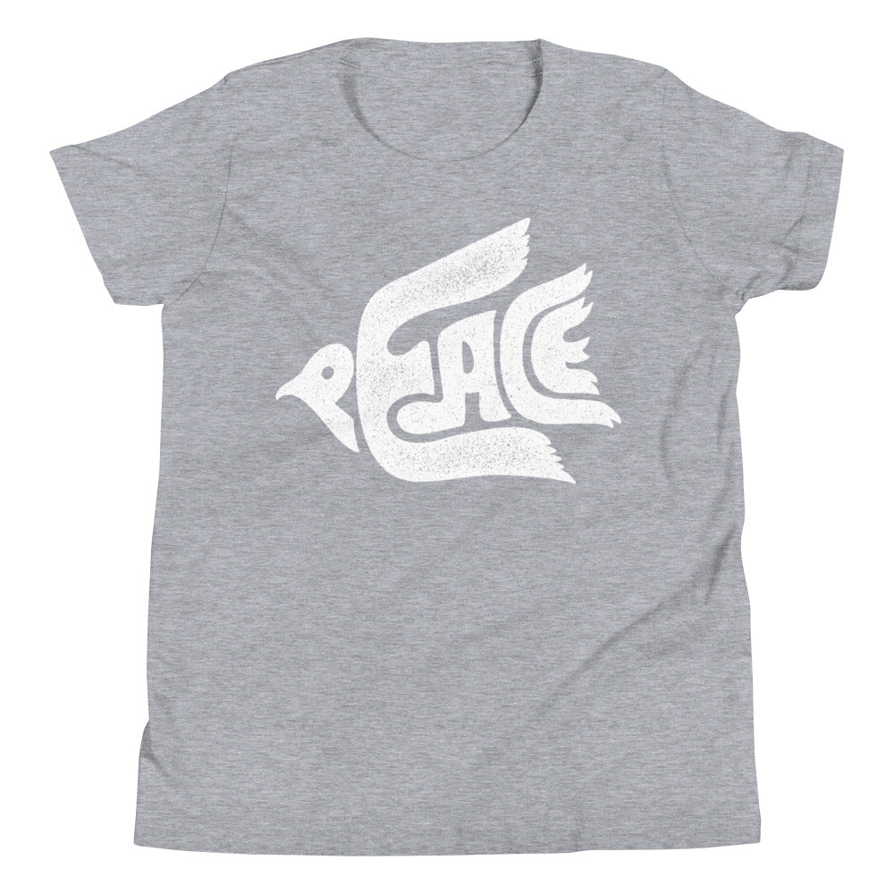 Peace Dove Typographic Youth Short Sleeve T-Shirt