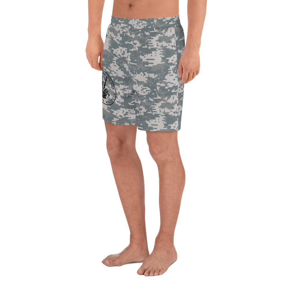 Come In Peace or Leave in Pieces Camouflage Men's Athletic Shorts