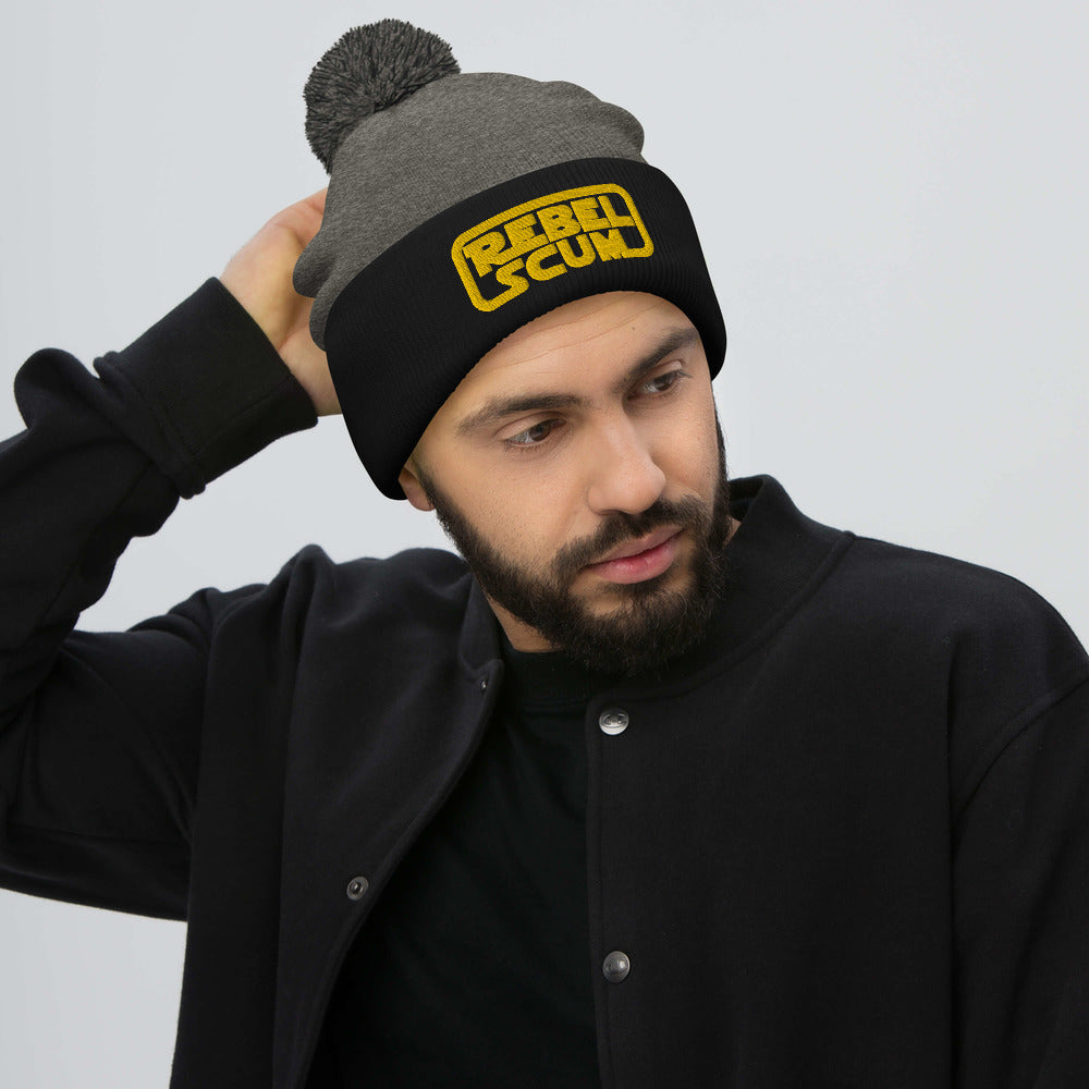 Rebel Scum 3D Embroidered Pom-Pom Beanie
