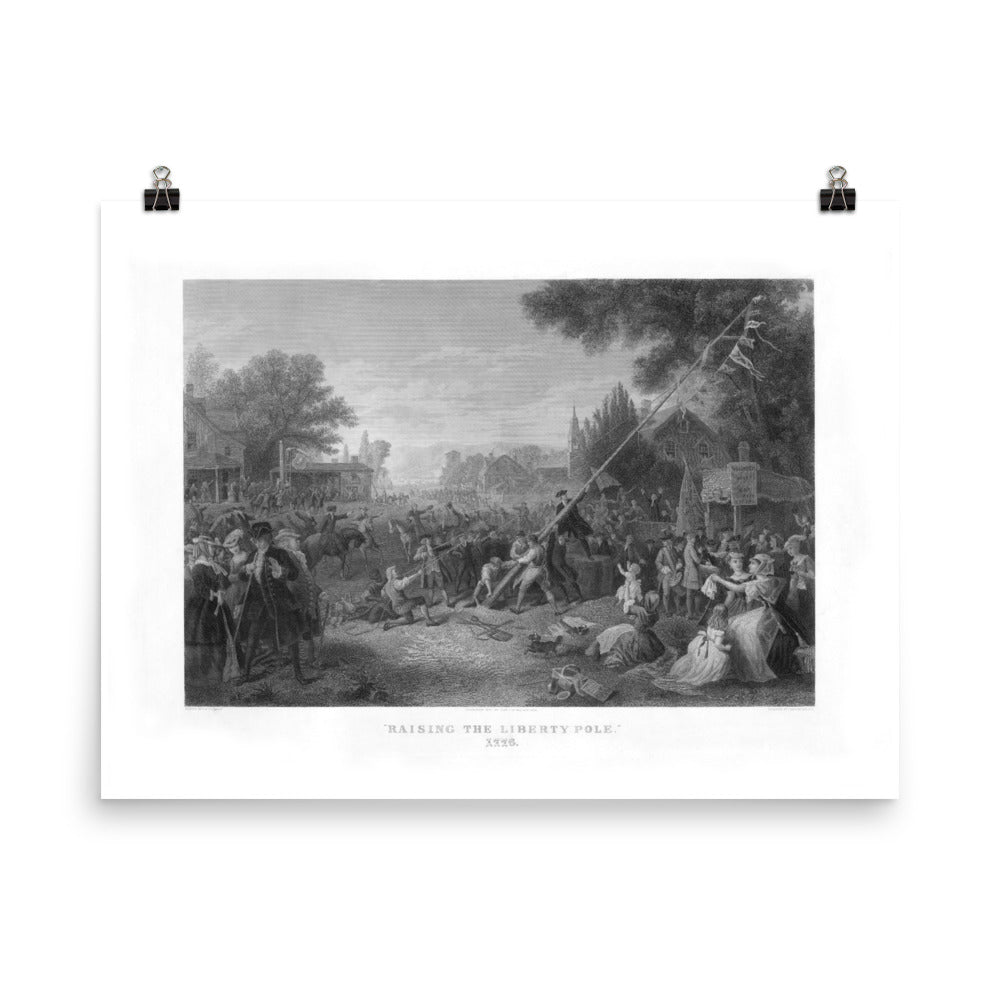 Raising the Liberty Pole 1776 Engraving Print